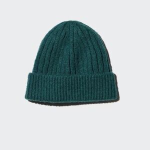 Uniqlo heattech ribbed beanie marled yarn 55 green